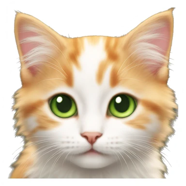 Fluffy Light Orange and white kitten with green eyes sticker