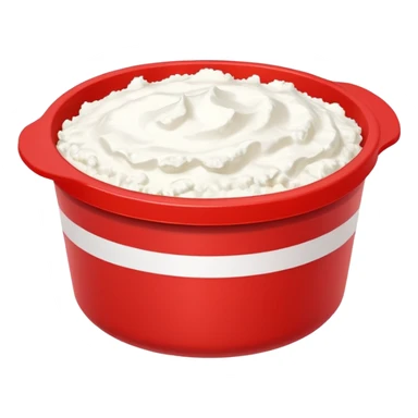Cottage cheese in a red container with a white stripe at top and bottom sticker