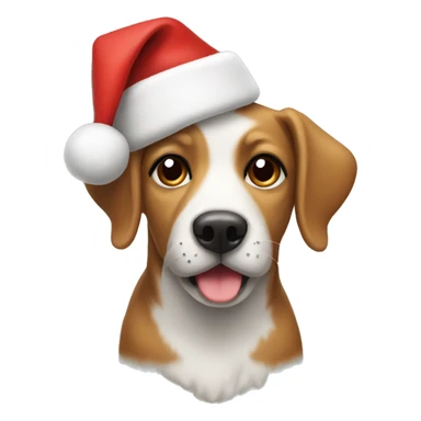a dog wearing a christmas hat sticker