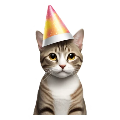 cat wearing a birthday hat at a star wars birthday party sticker