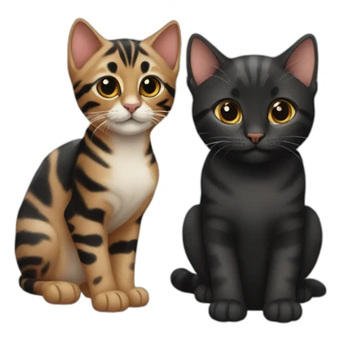 two-cats-bengal-and-cat-black-kitten-together sticker