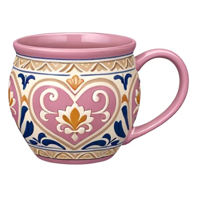 Pink white & beige Talavera mug sticker