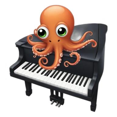 an octopus playing piano sticker