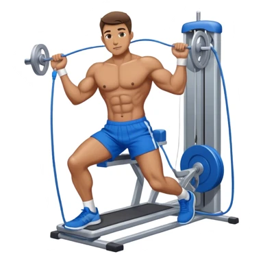 fit man with blue shorts using cable-machine sticker