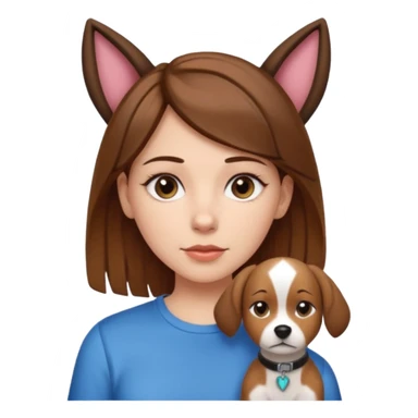 White girl with straight brown hair name is Valentina put dog ears on her and make he rlike like a bith but still not ugly just the dog prt of it and also have a shirt that says siri on it sticker