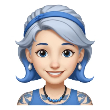 white-gray haired heavy blue tattooed head accessory big nose young girl sticker