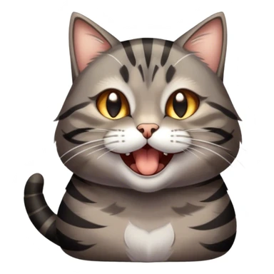 Cinematic Cute Yawning Grey and Black Brown Tabby Cat Portrait Emoji, Head tilted slightly with a dramatic, wide-open yawn, sleek grey-brown fur with dark black tabby stripes, sparkling amber eyes barely open, Simplified yet irresistibly adorable features, highly detailed, glowing with a soft, cozy glow, high shine, relaxed yet expressive, stylized with a touch of whimsy, bright and endearing, soft glowing outline, capturing the essence of a sleepy yet affectionate kitty, so drowsy it feels like it could stretch right out of the screen and curl up for a nap! sticker