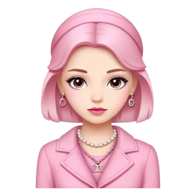 girl wearing pink Chanel-style outfit sticker