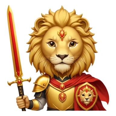 Emoji style pre 1979 Iran Sun and Lion, golden lion with sword, rising sun, flat bold colors sticker