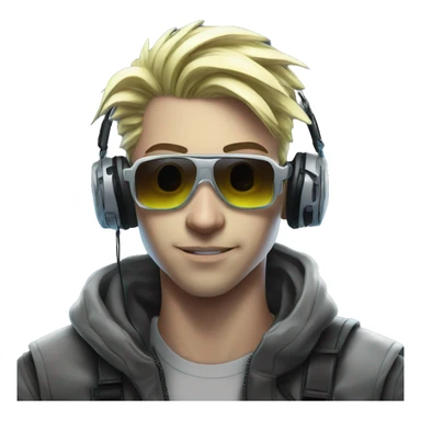 Anime gamer white guy cyberpunk neon sticker