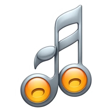 music note with a chromic metal texture, no gold sticker