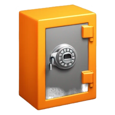 3d colosed isometric small safe in orange or yellow sticker