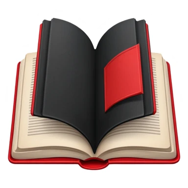 open book with black cover but with completely red pages sticker