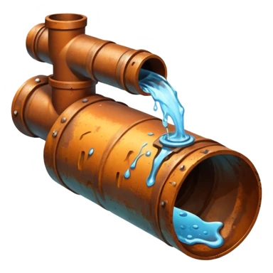 sewer pipe with leaking water rust clear sticker