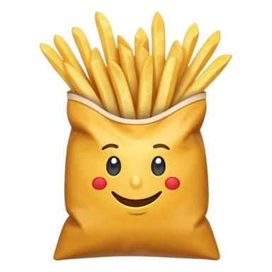 arrow showing fries being put into bag sticker