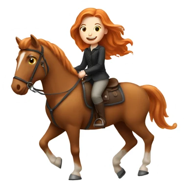 A ginger girl riding a horse sticker