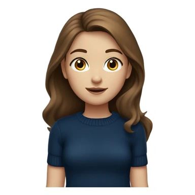 brown haired girl with blue eyes in a navy blue sweater  sticker