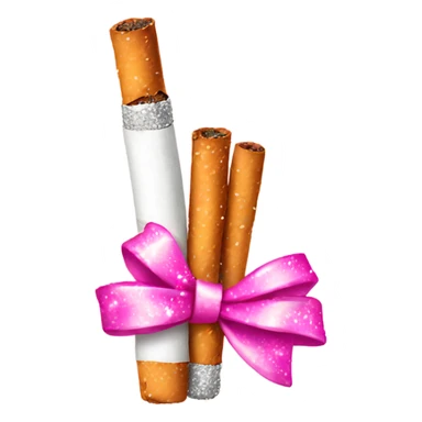 Cigarette with pink bow wrapped around it and pink sparkles and  sticker