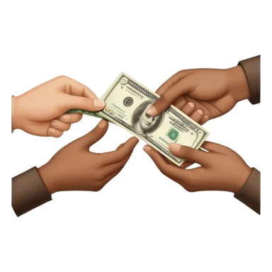 Hand give Money to other hand with clothes in it giving the money to the person giving the money sticker