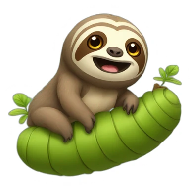 Sloth riding caterpillar sticker