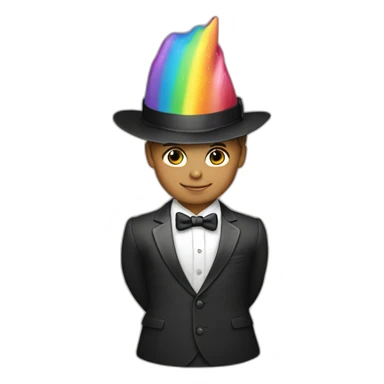Posh-boy-with-suit-and-rainbow-unicorn-hat sticker