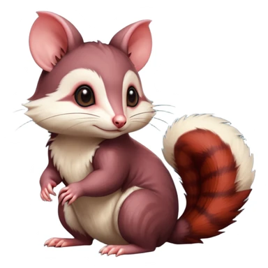Dark Brownish red soft natural realistic romantic vintage antique divine beautiful elegant pretty precious cute young youthful  Fakémon-Pokémon-alien-Furret-opossum-feline-Squirrel-hybrid-creature (full body) sticker