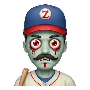 zombie with baseball hat and mustache sticker