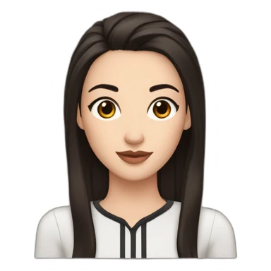 White women with long dark brown hair and long eyelashes dark brown eyes and thick dark brown eyebrows and Black dog with a white stripe on the neck with pointed ears raised up sticker