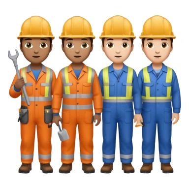 group of multiracial railway engineer standing full body sticker