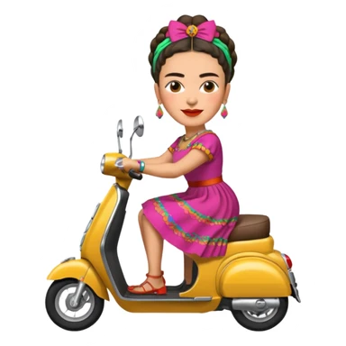 Frida Kahlo driving a scooter sticker