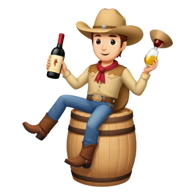 Scott riding a giant bottle of wine like a cowboy sticker