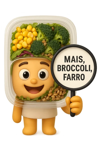 SU QUESTO STILE FAI UN EMOJI STILE IPHONE 3D DI UN INSALATA PRECONFEZIONATA DA SUPERMERCATO CON FOCUS SU ETICHETTA NUTRIZIONALE CON GLI INGREDIENTI IN ITALIANO TIPO: MAIS, BROCCOLI, FARRO, ACCANTO ALL'INSALATA CHE HA IN MANO C'è UN FOCUS SULL'ETICHETTA CON GLI INGREDIENTI SCRITTI, FALLO MOLTO REALISTICO IN 3D sticker