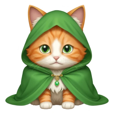 baby orange cat green eyes, in magic white cloak sticker