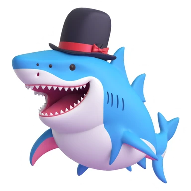 shark wearing a top hat sticker