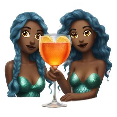 Three beautiful mermaids drinking aperol sticker
