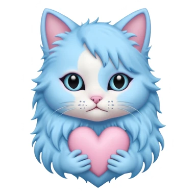 pastel goth heart with baby blue cat sticker