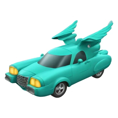 teal flying Car with wings sticker