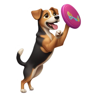 Dog catching frisbee sticker