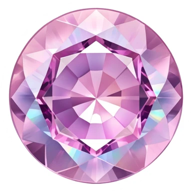 round cut kunzite gem with pale pink pastel hues and swirling holographic color play sticker