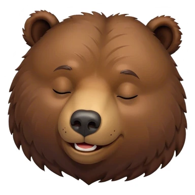 Meme-Worthy Cute Sleeping Grizzly Bear Portrait Emoji, Head resting peacefully with a contented smile, showcasing a massive, robust build and a luxuriously soft deep brown fur, eyes shut in a serene, restful nap, Simplified yet hilariously adorable features, highly detailed, glowing with a soft, drowsy light, high shine, relaxed and utterly lovable, stylized with an air of playful laziness, bright and heartwarming, soft glowing outline, capturing the essence of a comically sleepy grizzly, so meme-worthy it feels like it could instantly become the next viral sensation of adorable slumber! sticker