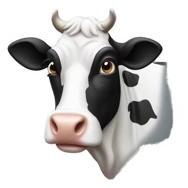 black and white cow thinking sticker