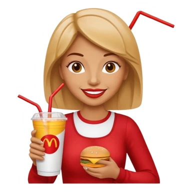 a woman holding fastfood drink sticker