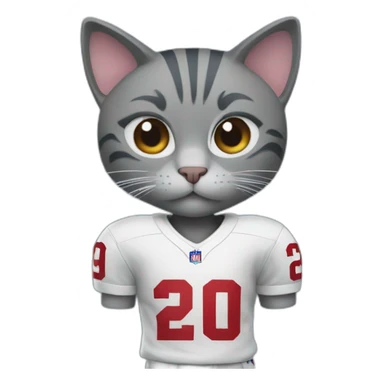 grey cat in new york giants uniform sticker