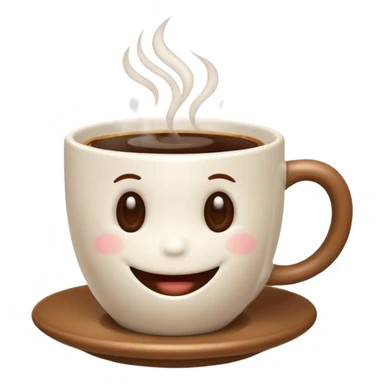 an adorable white cup of coffee with a smile, cup only, no plate sticker