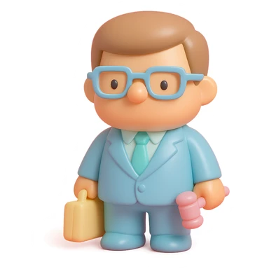 lawyer as a vinyl figure, with a stylized and collectible look sticker