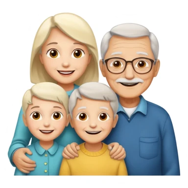 two kids light skin with her grand parents sticker