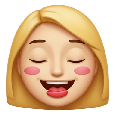 An emoji with lips out and eyes closed like holding ing a laugh sticker