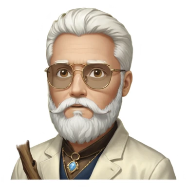 émoji blanc homme barbu, cheveux bruns collés au crane avec raie au milieu, grosses lunettes de soleil rectangulaires à grosse branches, gros bijoux en or (chaine, montre,) manteau de fourrure très fluffy sur les épaules sourire en coin, boucles d'oreilles sticker