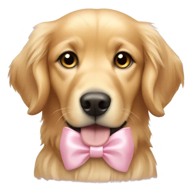 golden retriever with light pink bows in hair sticker
