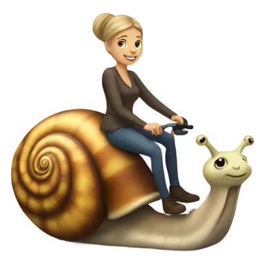 Caucasian Woman riding a snail sticker